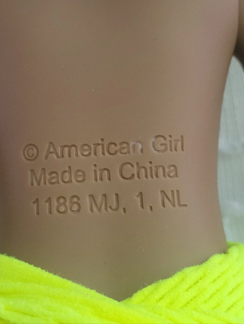 American Girl Doll in Neon Yellow One-Shoulder Mesh Dress